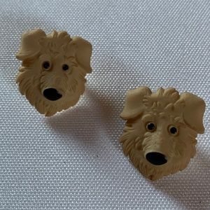 NWT. Handmade Light Brown Tan Dog Face Pierced Earrings!